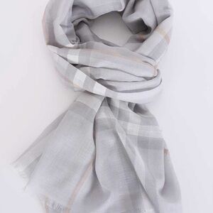 Burberry Light Gray Plaid Scarf